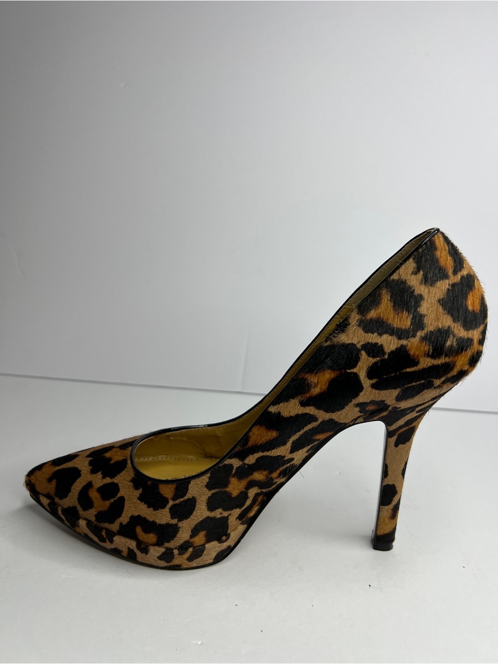 Nine West Love Fury Leopard Real Calf Hair Pointy Toe Stiletto Pumps 10M No Box